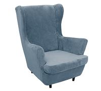 Highdi Wingback Chair Covers 2 Piece Stretch Wing Chair Slipcover, Soft Velvet Solid Color Sofa Cover Spandex Furniture Protector for Armchair Chairs Living Room Bedroom (Haze blue)