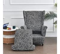 Highdi Wingback Chair Covers 2 Piece Stretch Wing Chair Slipcover, Washable Spandex Fabric Sofa Cover Furniture Protector for Armchair Chairs Living Room Bedroom Hotel (Black white grid)