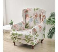 Highdi Wingback Chair Covers Stretch Wing Chair Slipcover 2 Piece, Spring Flowers Printing Sofa Cover Furniture Protector for Strandmon Armchair Chairs Living Room Hotel Bedroom (Spring)