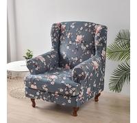Highdi Wingback Chair Covers Stretch Wing Chair Slipcover 2 Piece, Spring Flowers Printing Sofa Cover Furniture Protector for Strandmon Armchair Chairs Living Room Hotel Bedroom (pink flower)