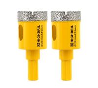 HIGHDRIL 2Pcs Diamond Core Drill Bit,Diameter 28mm Vacuum Brazed Hole Saw for Concrete Granite Marble Glass Porcelain Tile Masonry Brick,Triangle shanks