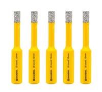 HIGHDRIL 5Pcs Diamond Core Drill Bit,Diameter 6mm Vacuum Brazed Hole Saw for Ceramic Tile, Porcelain Tile, Marble, Granite, Stoneware, Quartz, Artificial Stone