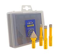 HIGHDRIL Diamond Drill Bit Set - 4pcs (8/8/8mm+20mm Hex Chamfer Bit) Diamond Hole Saw Kit for Ceramic Porcelain Tile Granite Marble Brick Dekton with Triangle Shank