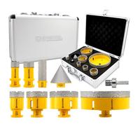 HIGHDRIL Diamond Hole Saw Kit - 20/25/35/50/68/110mm Drill Bits+20mm Finger Bits+50mm Chamfer Bit+Adapter,9Pcs Diamond Core Drill Bit Set for Porcelain Ceramic Tile Granite Marble