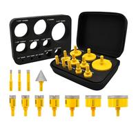 HIGHDRIL Diamond Hole Saw Kit - 6/8/10/20/25/28/32/45/50/65mm Drill Bits,35mm Chamfer Bit,11Pcs Diamond Core Drill Bit Set for Porcelain Ceramic Tile Granite Marble