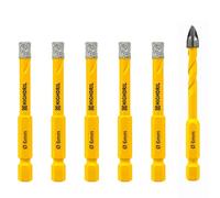 HIGHDRIL Dry Diamond Drill Bits - 6Pcs 1/4 inch (6/6/6/6/6mm+6mm carbide drill bit) Diamond Core Drill Bits Set with Quick-fit Hex Shank for Granite Marble Porcelain Tile Ceramic Dekton