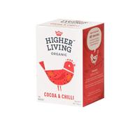 Higher Living Cocoa & Chilli Tea 15 Tea Bags Organic Herbal Infusion with Cocoa and Spicy Chilli Blend for Warming Flavor and Daily Wellness