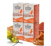 Higher Living Rooibos with Caramel Organic Herbal Tea - Refreshing & Sweet, Caffeine Free Black Tea Alternative - 4 Boxes, 20 Bags Each