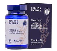 Higher Nature 300mg Vitamin C - True Food® Formula - 3 x 30 Capsules | Rosehips & Bioflavonoids, Immune System Support, Energy, Beauty, Joint, Bone & Cartilage Support, 100% Plant Powered