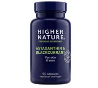 Higher Nature - Astaxanthin & Blackcurrant - Helps Skin Ageing & Wrinkles - Concentrated Blackcurrant Fruit Extract - Vegetarian & Vegan - 90 Capsules