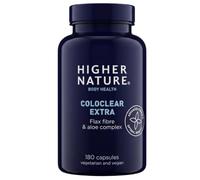 Higher Nature ColoClear Extra - Flax Fibre & Aloe Complex - 180 Capsules | Friendly Bacteria, Bowel Supplement, Vegetarian & Vegan