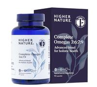 Higher Nature - Complete Omegas 3:6:7:9 - True Food® Formula - Fish Oils with Borage Oil & Virgin Olive Oil - Supports Vision, Brain Function & Cardio Health - Omega 3 6 7 9 Fatty Acids - 180 Capsules