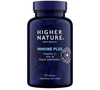 Higher Nature Immune Plus - Vitamin C with Zinc - 90 Tablets | Black Elderberry, Immune Support Supplements, Vegetarian and Vegan Multivitamin