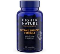 Higher Nature Thyroid Support Formula with Iodine, Selenium, Vitamin C, B12 & Iron - for Reduction of Tiredness & Fatigue - Vegan Thyroid Support Supplement for Women & Men - 60 Capsules