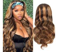 higher Ombre Headband Human Hair Wigs #4/27 Highlighting Body Wave Headband 16 Inch Glueless No Lace Front Brazilian Virgin Wig