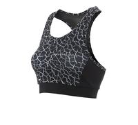 Higher State Pattern Panelled Longer Women's Low Impact Crop Top | UK L in Crackle Print/Black