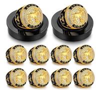 Highergo 10 Pcs Goat Championship Trophy Ring with Display Neck Chain and Stand Goat Medal Award Gift Greatest of All Time for Tournament or League Champion Winner Sports Award (Classic)