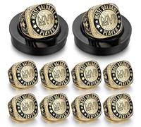 Highergo 10 Pcs Gold Championship Rings with Display Neck Chain and Stand Baseball Champion Rings MVP Most Valuable Trophy Rings for Tournament Winner Award Gift (MVP)