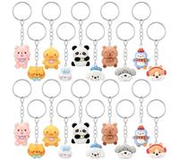 Highergo 100 Pcs Mini Zoo Animals Keychains Resin Decoration Keychain Bulk Small Animal Pendant Tiny Key Chains for Holiday Gifts Valentine's Day Birthday Carnival Prize Summer Party Favors