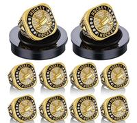 Highergo 10pcs Football Soccer Volleyball Baseball MVP Golf Championship Trophy Ring with Display Chain Stand Softball Basketball Cheerleading Bowling Track Field for Award Gift(Gold,Ice Hockey)