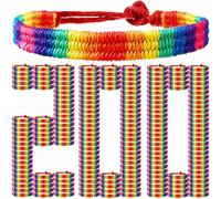 Highergo Rainbow Gay Pride Bracelet Handmade LGBTQ Braided Adjustable Bracelet Gay Pride Gifts Lesbian Wristband Jewelry, 11.81 x 0.55 inches, Nylon, no gemstone