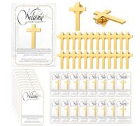 Highergo Welcome to Our Church Cross Lapel Pins Bulk with Card Gold Christian Enamel Brooch for Chaplain Funeral Church Gifts, gold, as shown