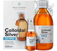 Highest Purity Colloidal Silver 300mL ● 40 PPM ● Free Spray to Fill ● Superior Concentration, Smaller Particles, Better Results ● Certified by 3 Independent Laboratories ● Institut Katharos