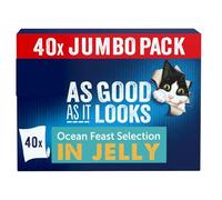 HighFigh As Good as It Looks Ocean Feasts in Jelly Wet Cat Food, 40x85g, Complete and Balanced, Vitamins A&E, Omega-6 Fatty Acids, No Colourants