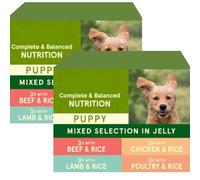 HighFigh Puppy Mixed Selection in Jelly Pouches, with Essential Vitamins and Minerals, 100% Daily Nutrients, Pack of 2, 12x100g