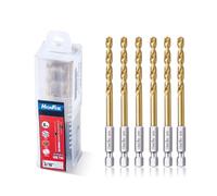 Highfire 3/16 Inch Twist Drill Bits, 6 PCS Same Size, HSS with TiN Coating, Hex Shank, Ideal for Metal - Steel, Copper, Aluminum, Zinc Alloy
