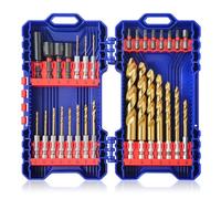 HIGHFIRE 30pcs Hex Shank Stepped Point Drill Bit Set, 1/16"-1/2" for Impact Drivers, Titanium Drill Bits for Metal, Steel & Acrylic - No Pilot Hole Needed - Industrial, MRO & DIY Use