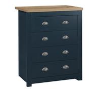 Highgate - 4 Drawer Chest - Blue/Oak - Wooden - Happy Beds