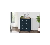 Birlea Highgate Navy Blue & Oak 4-Drawer Chest - Farmhouse Style, Satin Silver Handles | 94x79x40 cm | Product Code 5.05621E+12