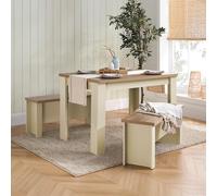 Highgate Dining Set - 2 Seater - 118cm - with 2 Benches - Cream Painted