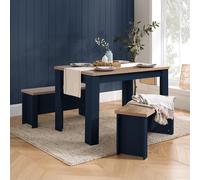 Highgate Dining Set - 2 Seater - 118cm - with 2 Benches - Navy Blue Painted