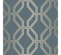 Highgrove Trellis Duplex Wallpaper Navy/Gold Rasch 275260
