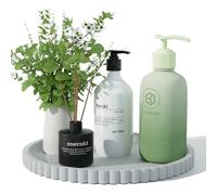 HighHerz Silicone Bathroom Countertop and Vanity Tray-10 Inch Round Silicone Bathroom Tray, Modern Bathroom Decor, Coffee Table Decor, Decorative Tray for Candle, Perfume, Plants (Grey)