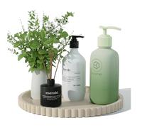 HighHerz Silicone Bathroom Countertop and Vanity Tray-10 Inch Round Silicone Bathroom Tray, Modern Bathroom Decor, Coffee Table Decor, Decorative Tray for Candle, Perfume, Plants (Khaki)