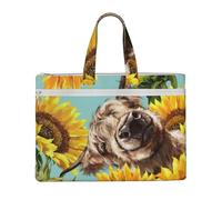 Highl And Cow With Sunflowers,Canvas Document Bag Zipper File Tote Bag Handbag Briefcase for School Office