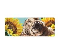 Highl And Cow With Sunflowers,Mouse Pad Large Desk Pad Computer Keyboard Mouse Mat With Non Slip Rubber Base 30 x 80 cm