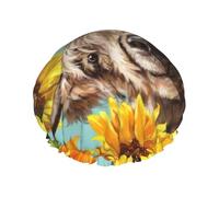 Highl And Cow With Sunflowers,Shower Cap Nightcap Double Layer Waterproof Elastic Bath Cap Reusable Hair Cap