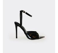 Highland Ankle Strap Pointed Toe Stiletto Heel In Black Patent, Women's Size UK 6
