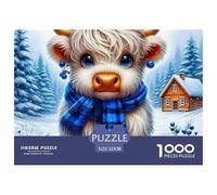 Highland Calf with Floral Crown in Field Thick Cardboard Pieces Excellent for Training Memory, Concentration And Logical Thought Process 52x38cm/1000pcs