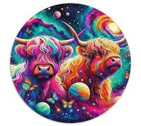 Highland Cattle 1000 Piece Circular Jigsaw Creative Seeking A Challenging And Relaxing Activity Games for Adults And Kids 1000pcs (67.5x67.5cm)