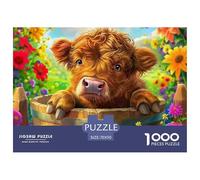 Highland Cattle 1000 Piece Jigsaw Puzzle For Adults Educational Games Stress Relief Puzzle Exercise The Memory of The Brain for Family Decorations 70x50cm/1000pcs