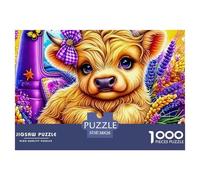 Highland Cattle 1000 Piece Jigsaw Puzzle For Adults Educational Games Stress Relief Puzzle Exercise The Memory of The Brain for Family Decorations 38x26cm/1000pcs