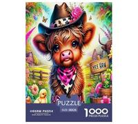 Highland Cattle 1000 Piece Jigsaw Puzzles Impossible Hard Challenge Modern Animal Classic Educational Games Creativity & Gift Giving for Adults And Kids Age 38x26cm/1000pcs