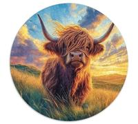 Highland Cattle 1000 Piece Round Puzzle Creative Seeking A Challenging And Relaxing Activity Games for Adults And Kids 1000pcs (67.5x67.5cm)