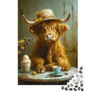 Highland Cattle 1000 Pieces Challenge Jigsaw Puzzle for Adults Highland Cows Impossible Puzzle Educational Games Home Decoration Puzzle Multi Colour 1000pcs (75x50cm)