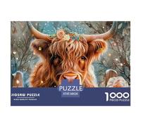 Highland Cattle 1000 Pieces Jigsaw Puzzles For Adults Challenging Game Stress Relieving Entertainment Cultivate The Spirit of Teamwork for The Whole for Women, Gifts for Men 38x26cm/100